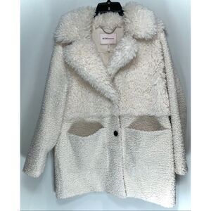 BCBGeneration faux fur teddy coat in ivory size XL